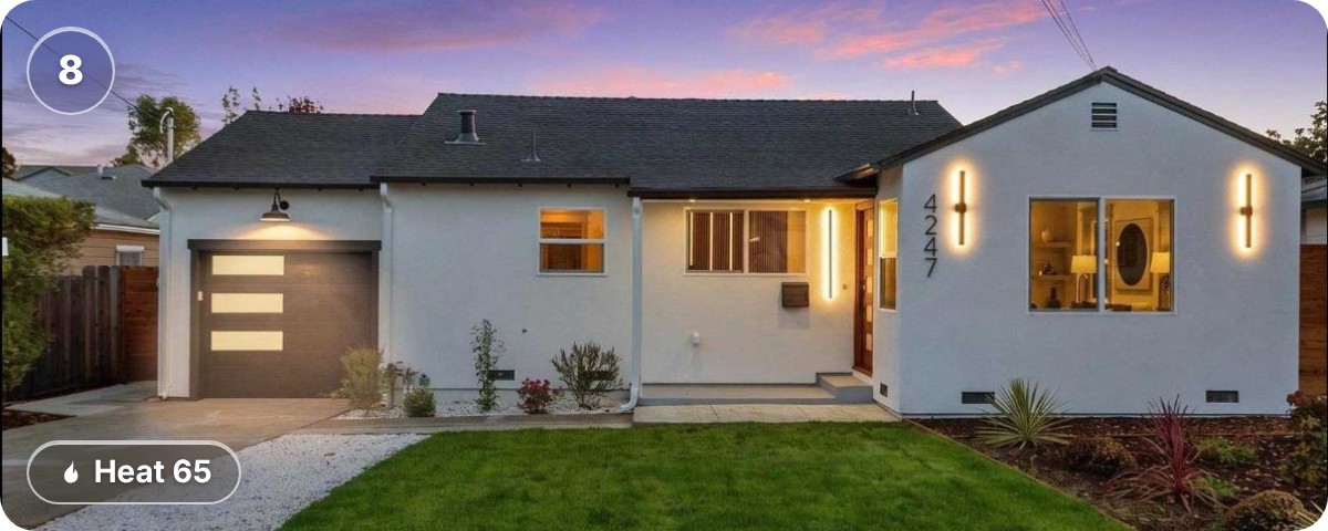 4247 Gem Ave in Castro Valley, ranked eighth with a Heat score of 65