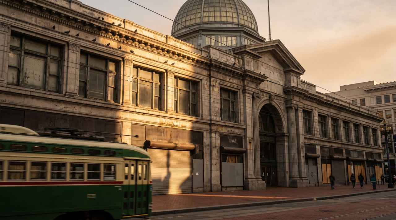 The San Francisco Centre at 865 Market Street, the shuttered mall at the center of a redevelopment bid to turn it into a sports complex.