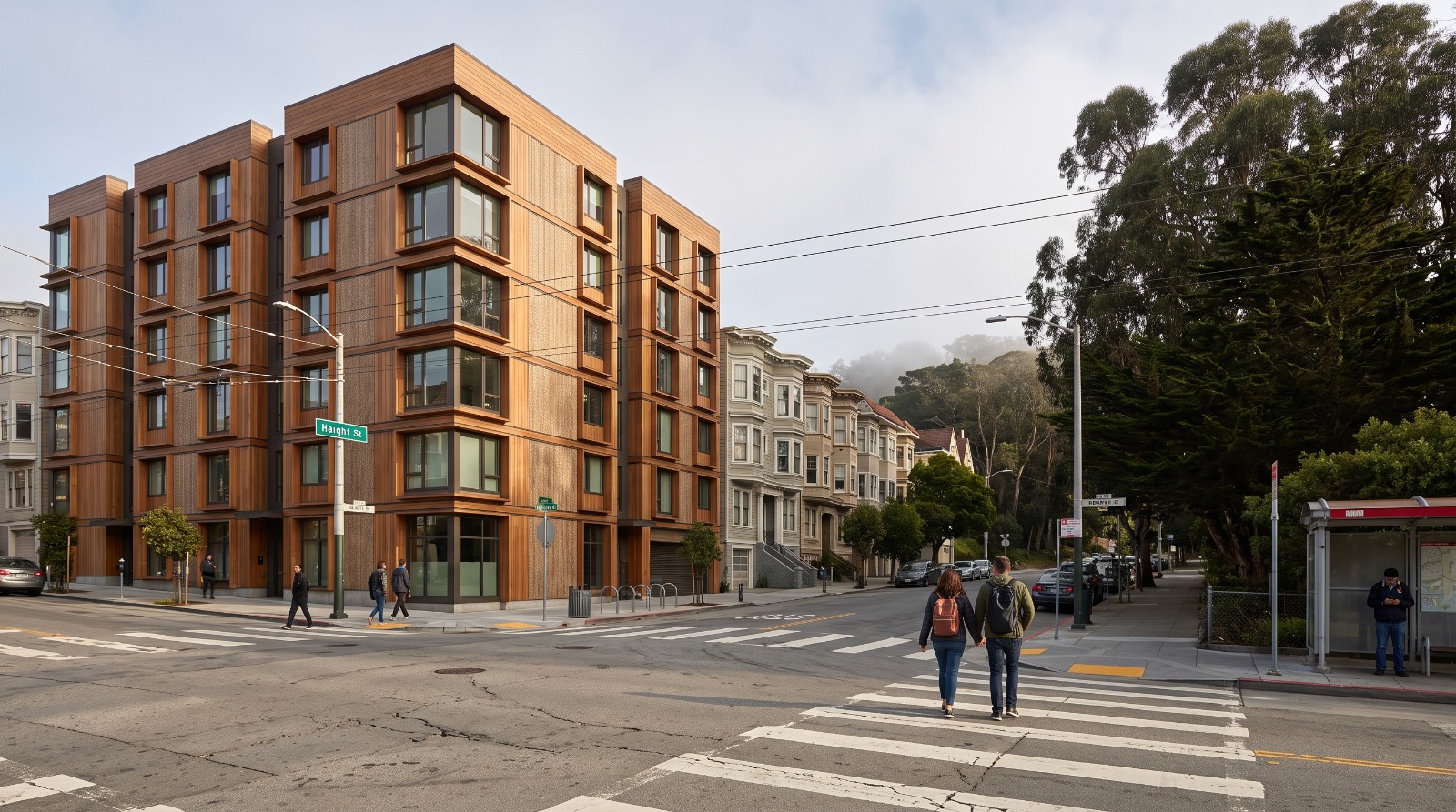 The corner of Haight and Stanyan in San Francisco beside Golden Gate Park, where 730 Stanyan opened with 160 affordable homes.
