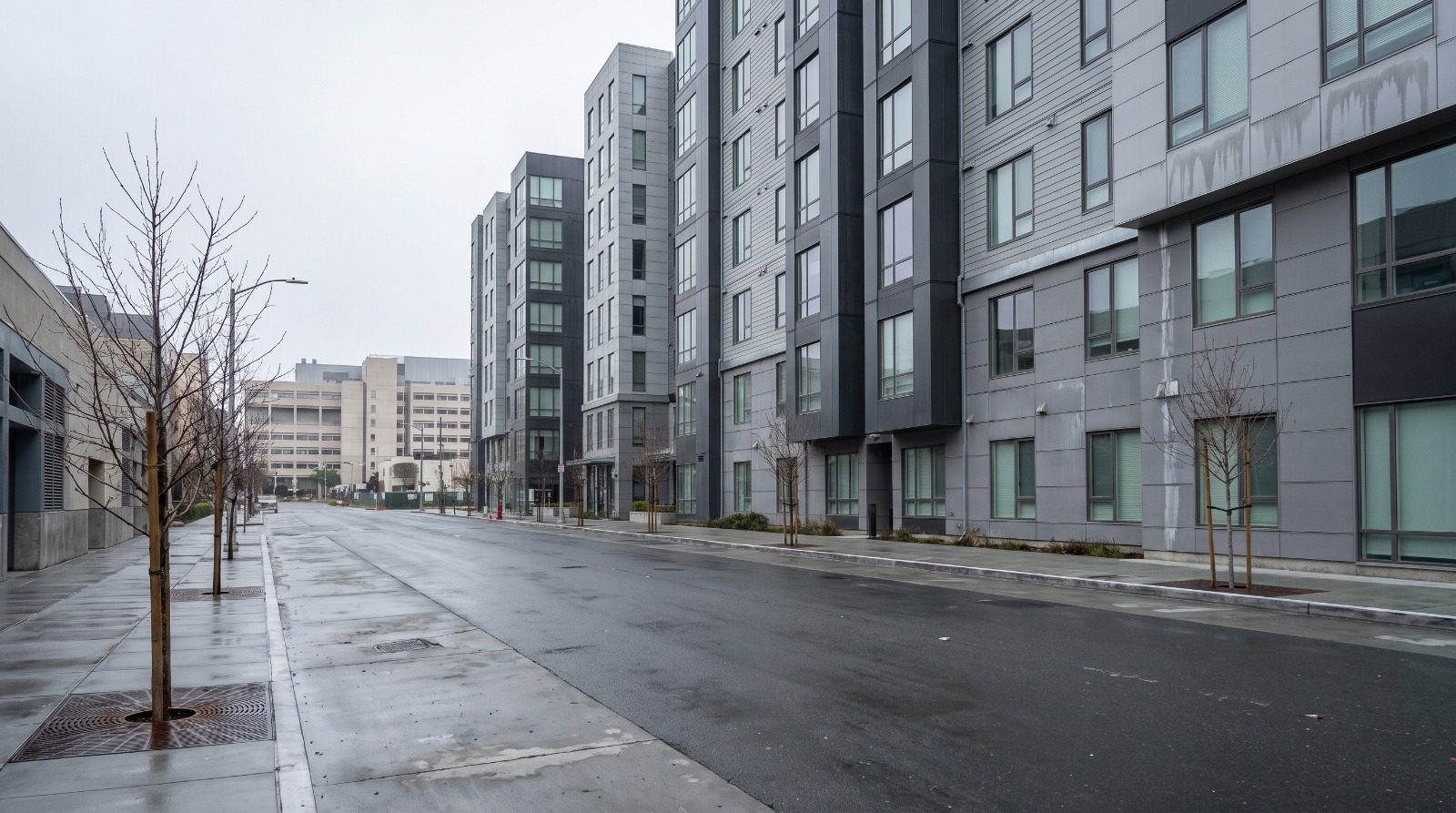 Mission Bay apartment mid-rises in San Francisco, the dense rental district behind rising Bay Area rents in 2026.