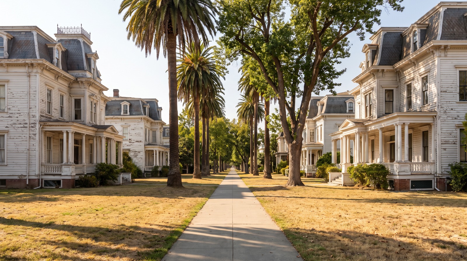 Historic Victorian officers' mansions along Officers' Row on Mare Island in Vallejo
