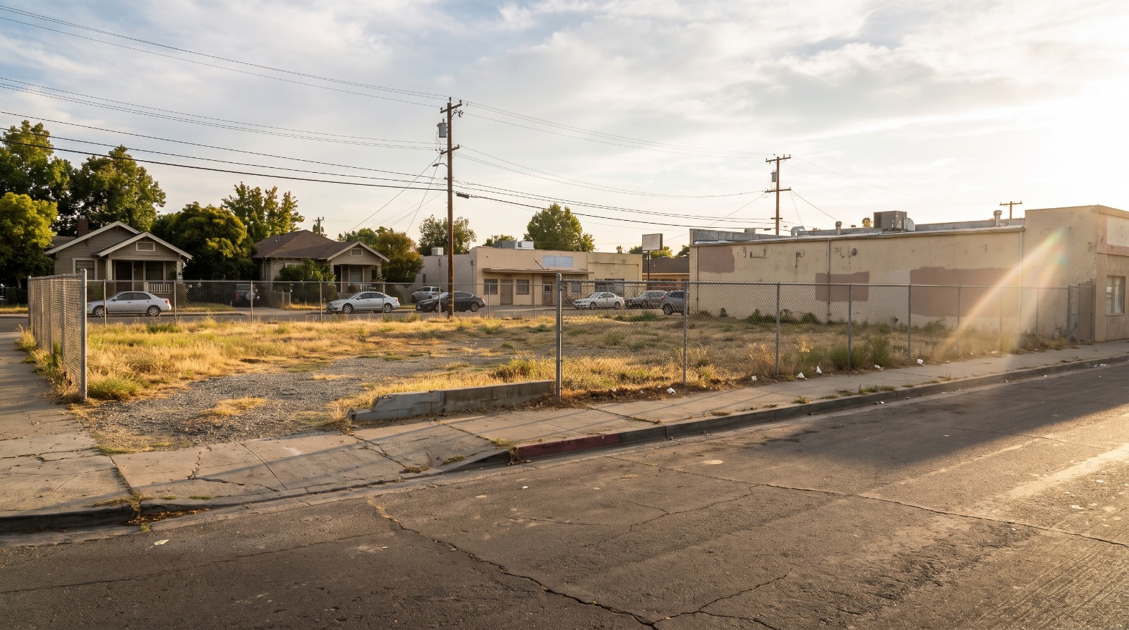 The vacant corner lot at The Alameda and Emory Street in San Jose where 18 townhomes are proposed