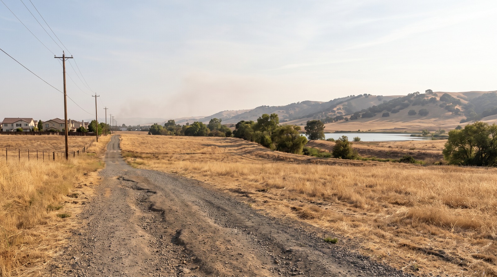 Open county land at the eastern edge of Pleasanton, California, where the Arroyo Lago housing annexation is proposed.