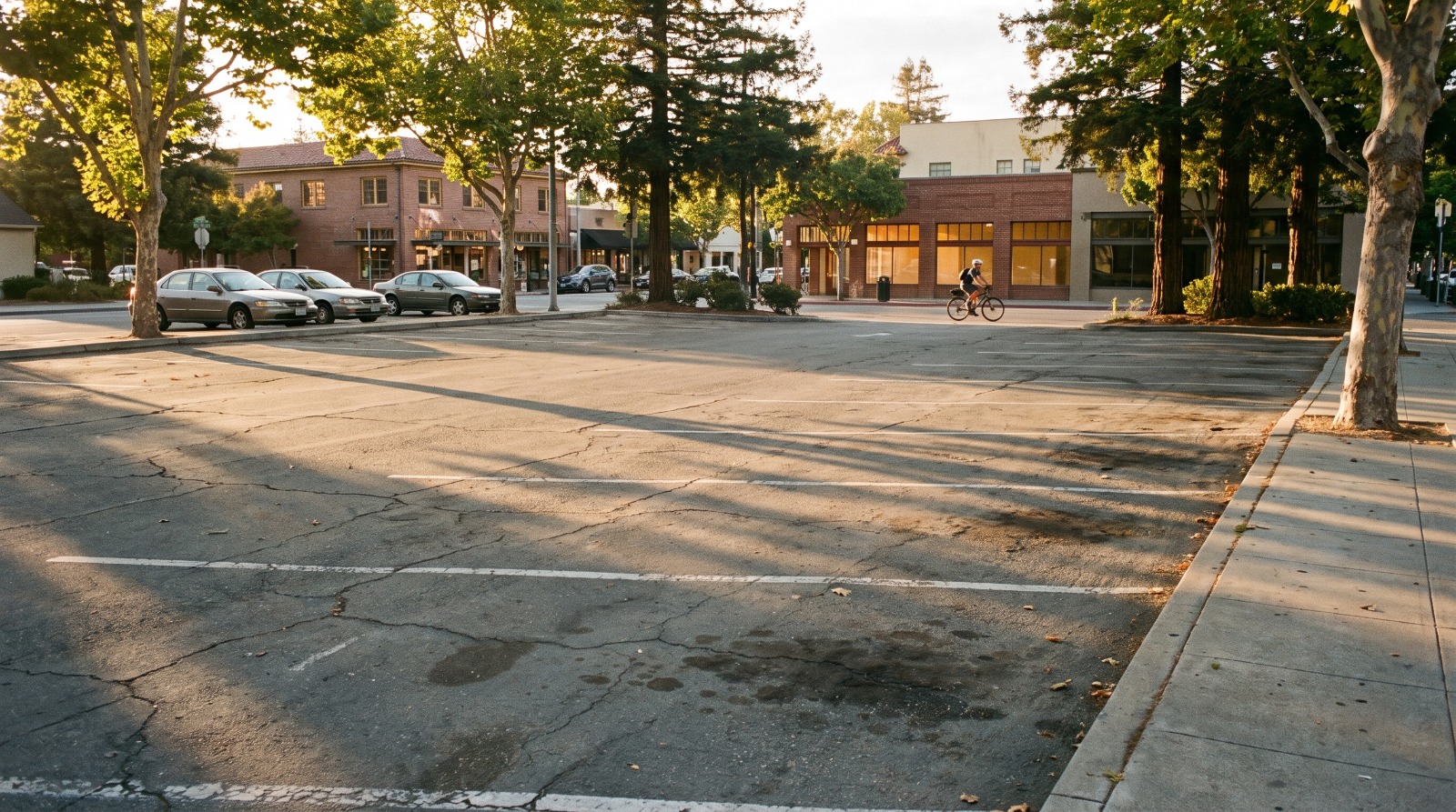 The city-owned surface parking lot at Lytton Avenue and Kipling Street in downtown Palo Alto, site of a planned 72-apartment affordable housing project.