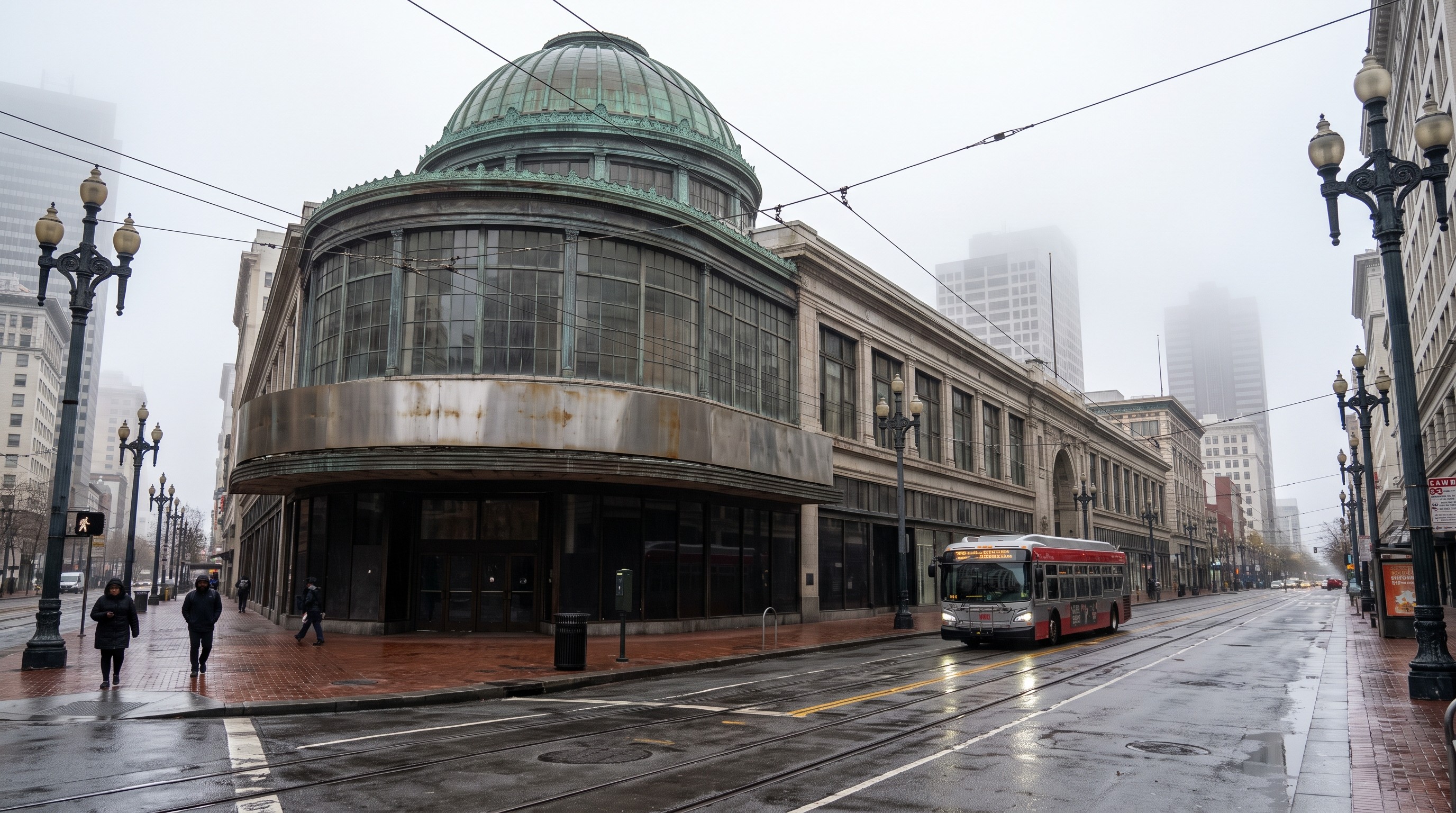 The shuttered San Francisco Centre mall on Market Street in downtown San Francisco, where a rescue sale just collapsed.
