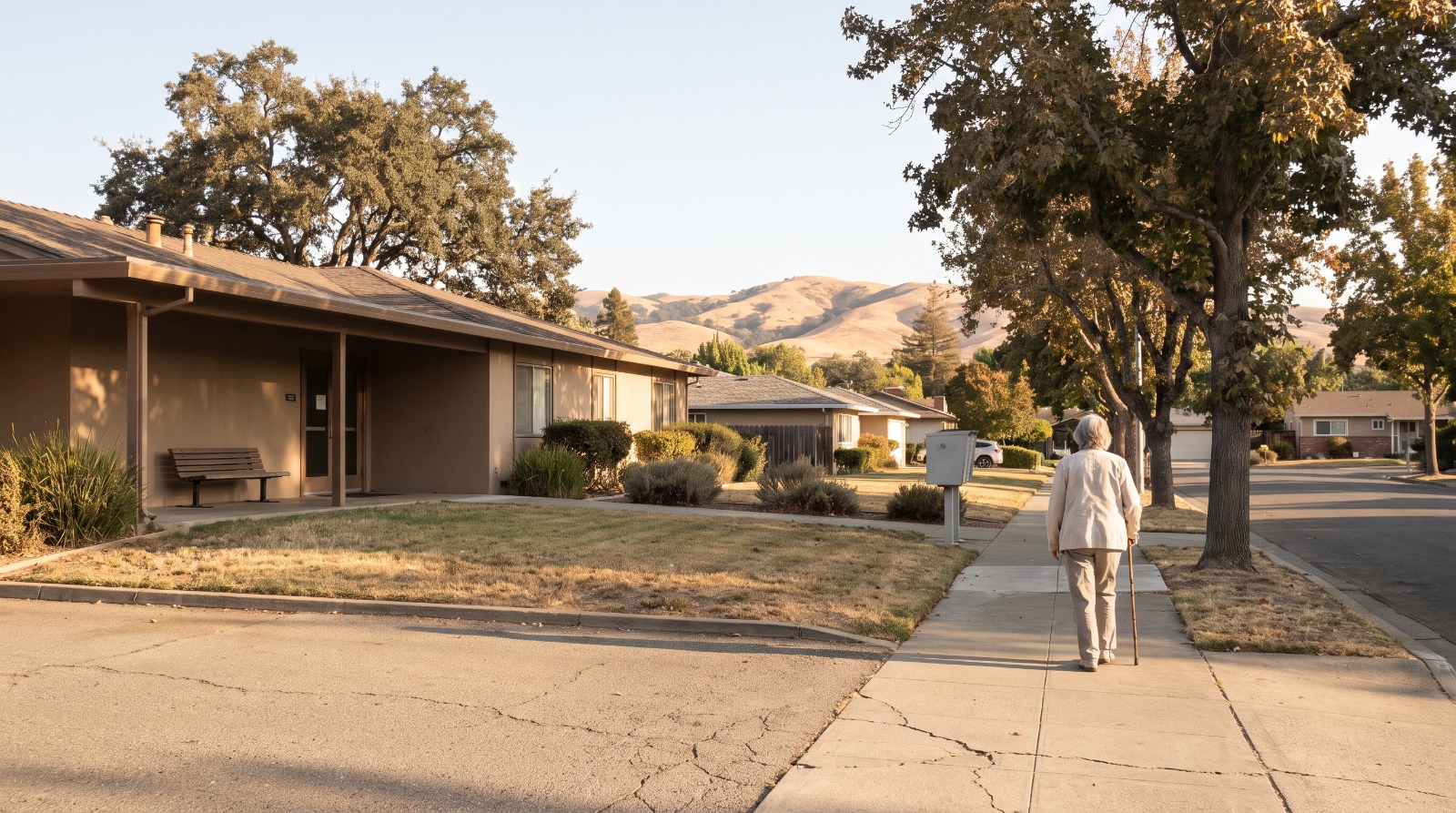 A quiet stretch of Golf Club Road in Pleasant Hill, Contra Costa County, near the site of 82 new affordable senior housing units funded by the state.