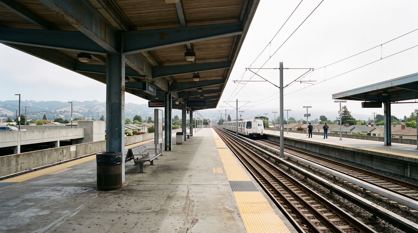 The Millbrae station platform in San Mateo County, the Peninsula's only BART and Caltrain connection and a focus of the Connect Bay Area transit tax debate.