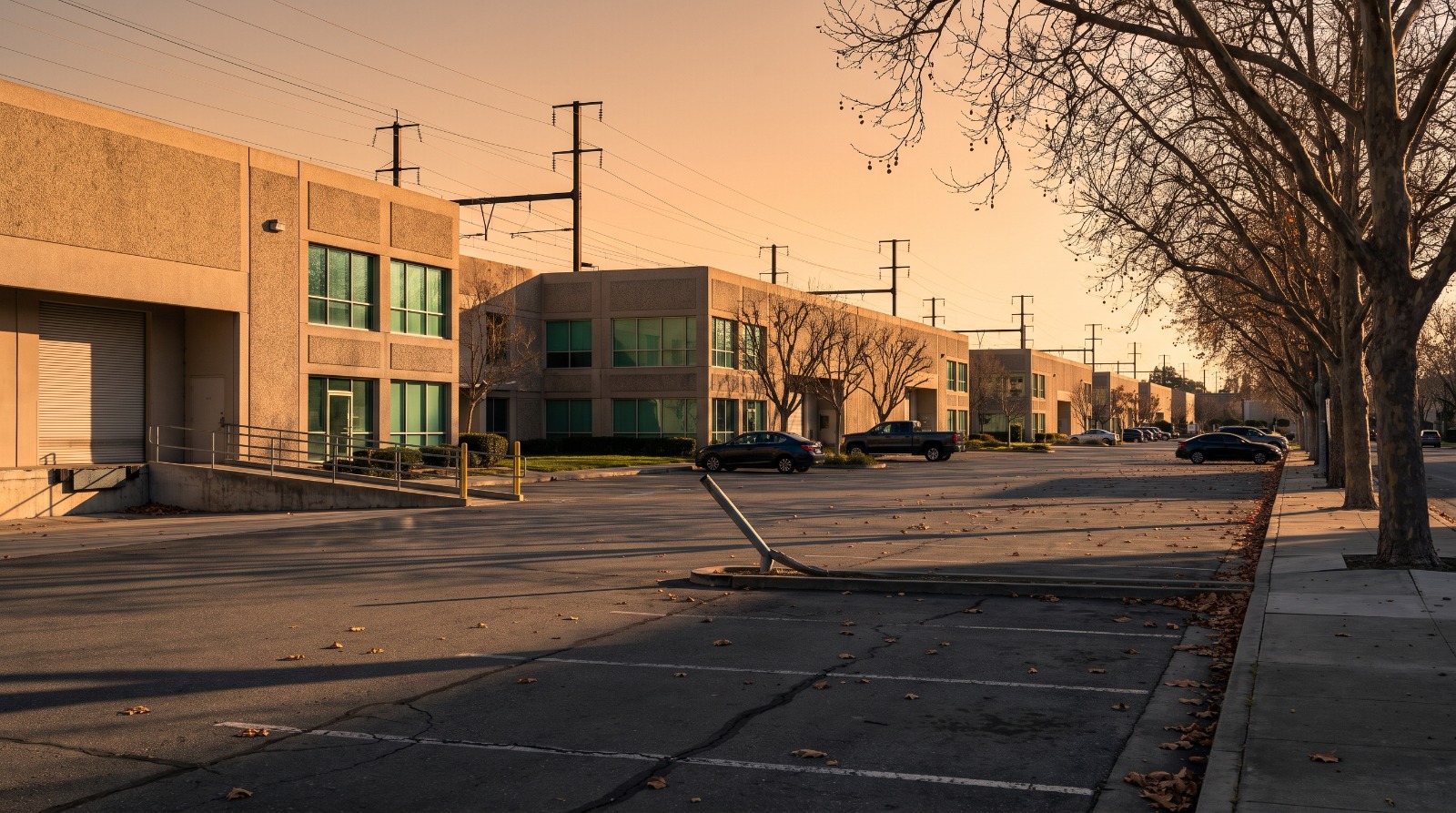 Low-rise research and development buildings along West California Avenue in Sunnyvale's Peery Park, the kind of space AI robotics companies are leasing in 2026.