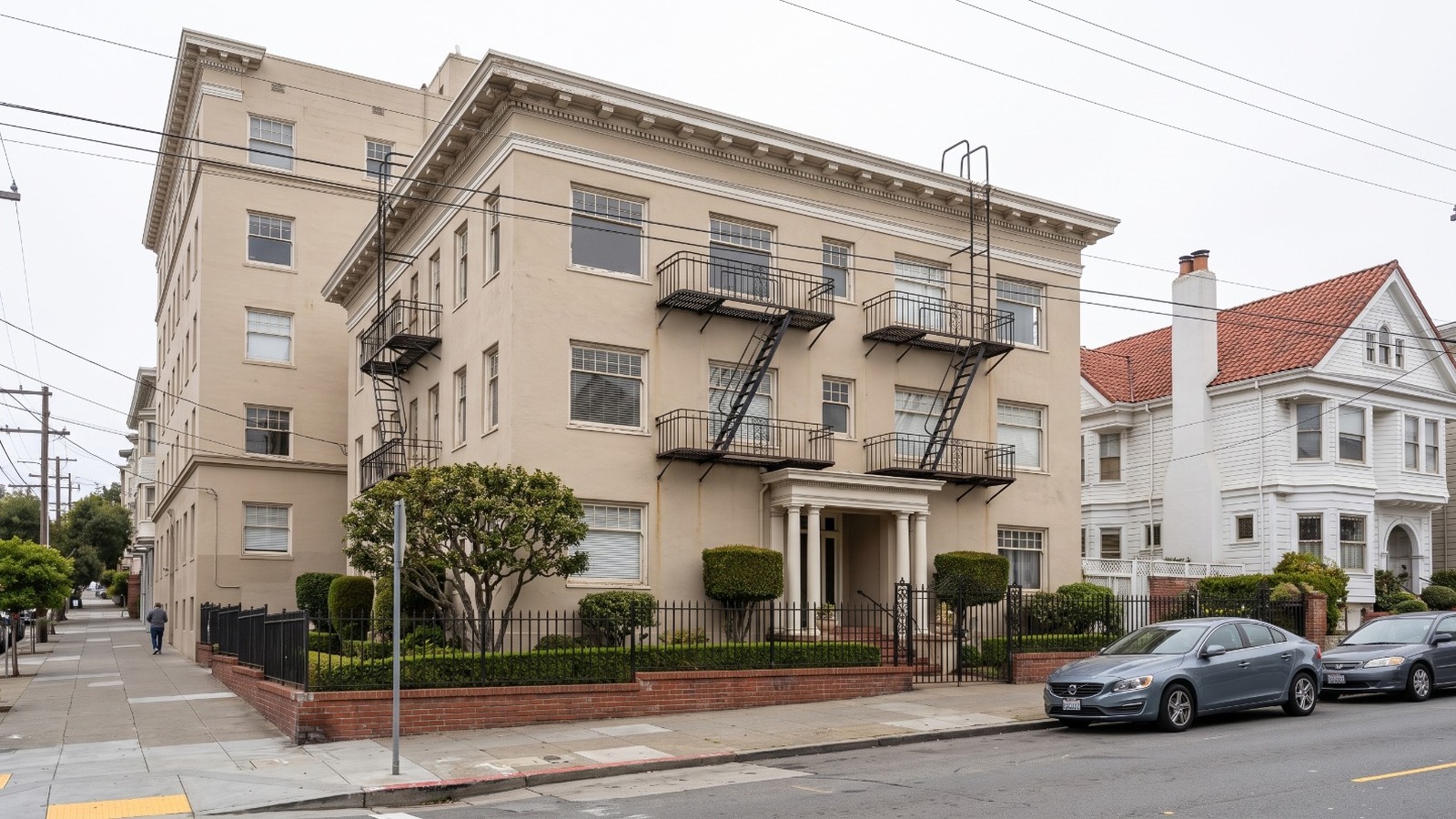 AI-rendered view of 1916 Octavia Street in Pacific Heights, the beige former Academy of Art dorm now leased to The Residency