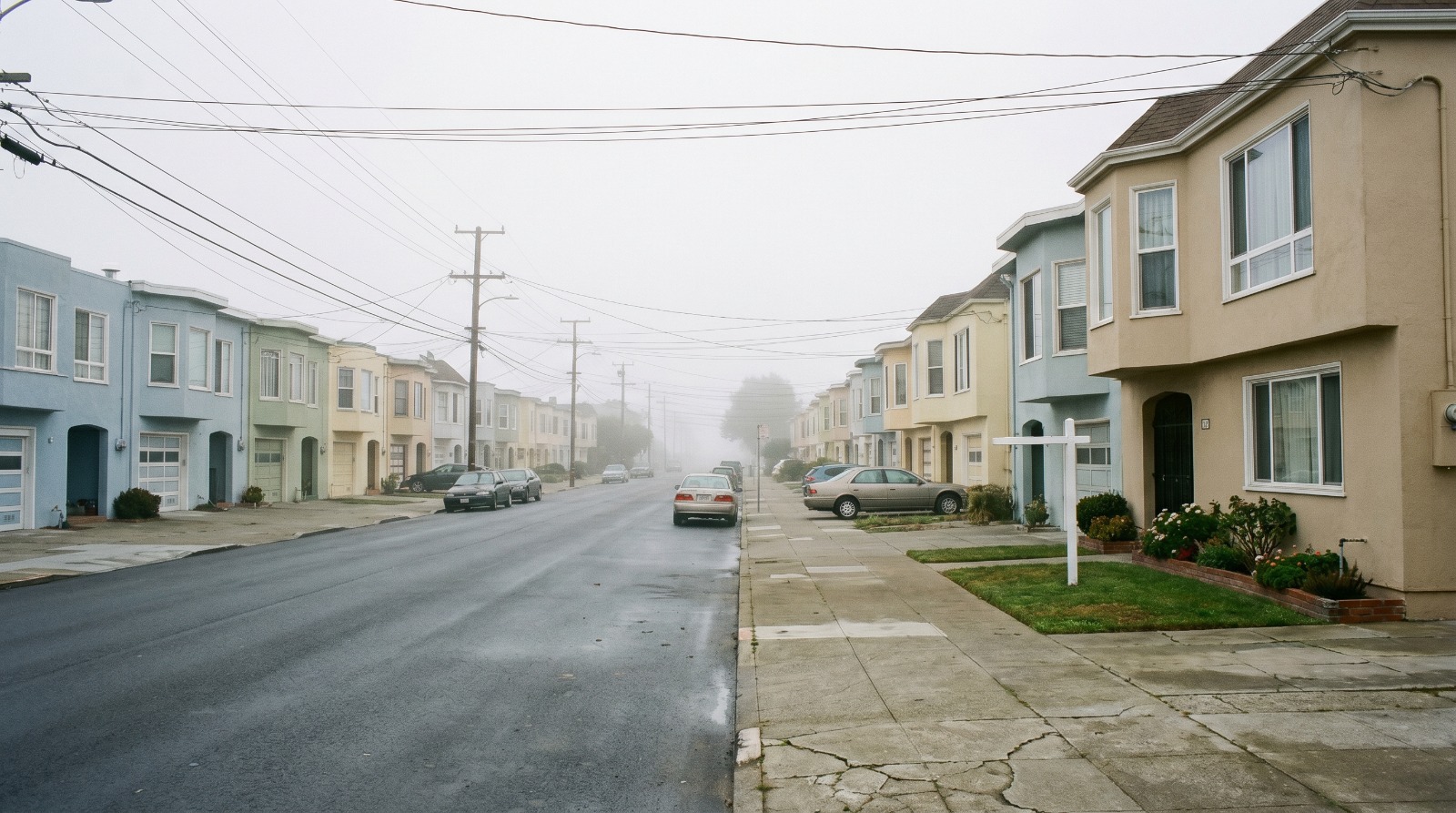 A foggy block of single-family homes in San Francisco's Outer Sunset, where much of the city's under-700 homes-for-sale supply sits.