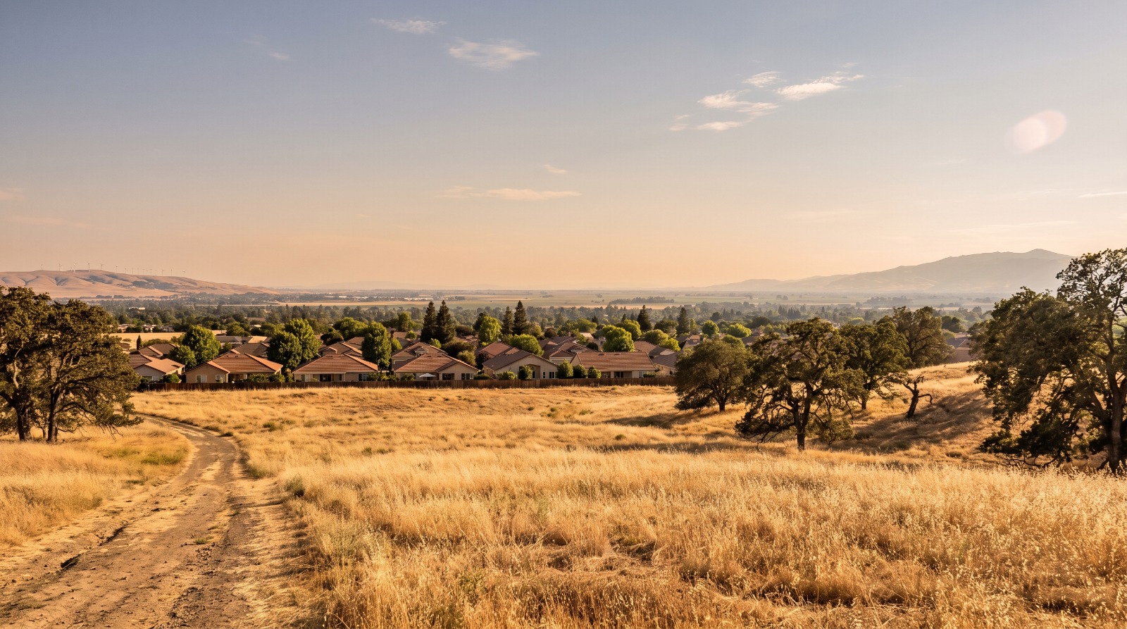 Open golden grassland off Las Colinas Road on Livermore's northern edge above the rooftops of the Springtown neighborhood.