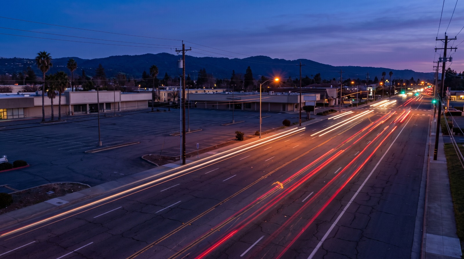 South Winchester Boulevard in San Jose at dusk near the site of a proposed 264-unit apartment building between Riddle Road and Neal Avenue.